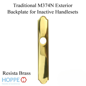 HOPPE TRADITIONAL EXTERIOR BACKPLATE M374N FOR INACTIVE HANDLESETS - RESISTA BRASS